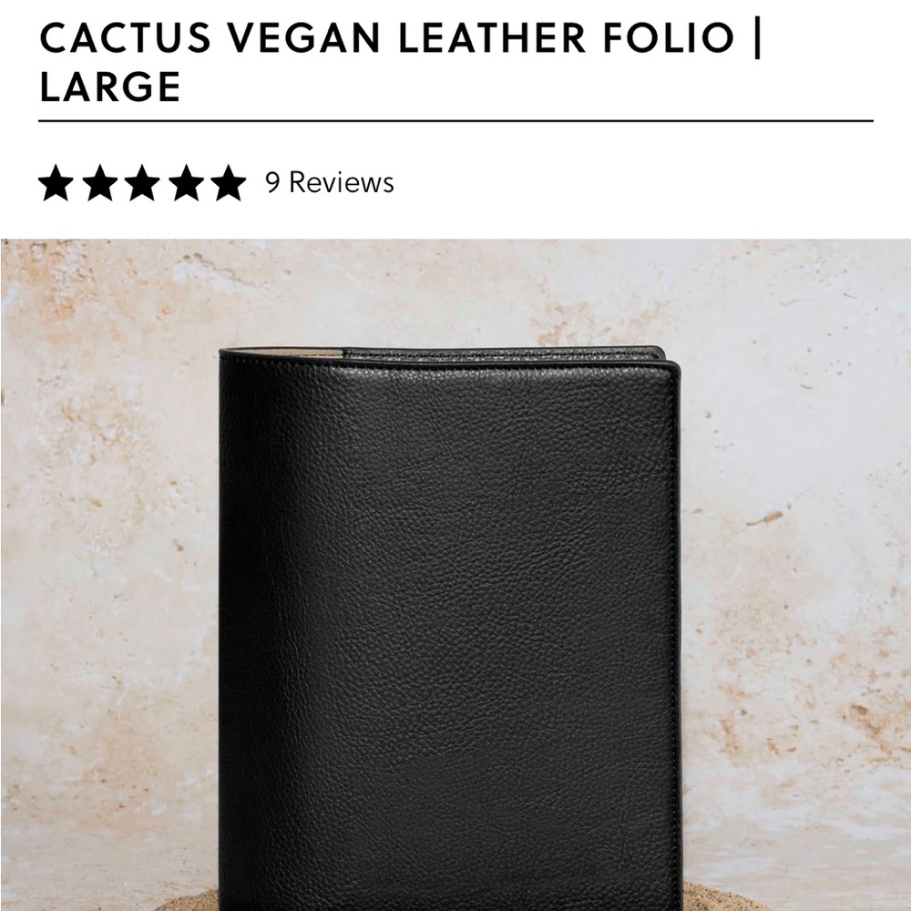 Cloth & Paper Cactus Vegan Leather Black Folio - Large